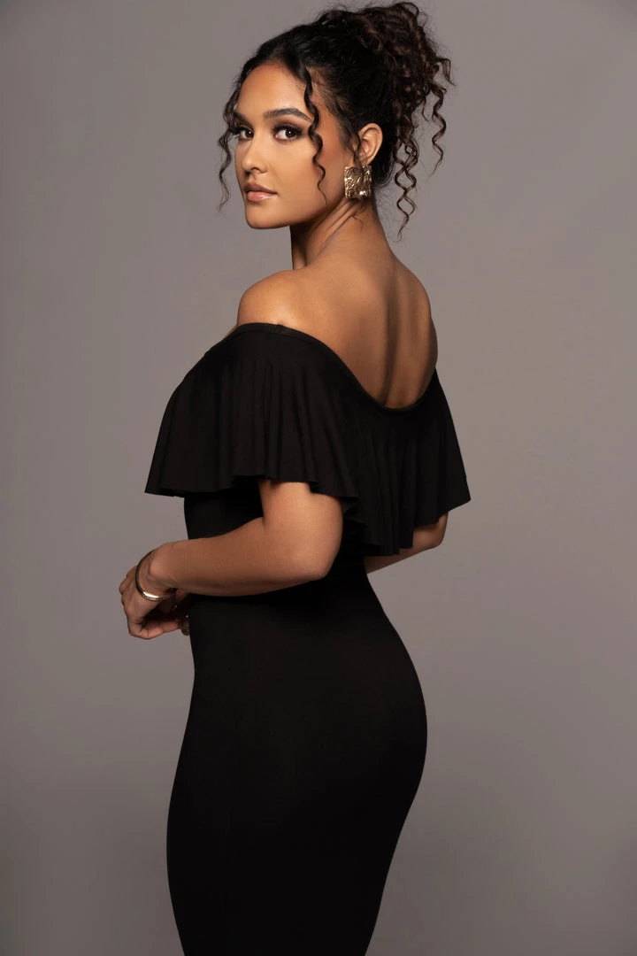 JLUXLABEL NEW ARRIVALS BLACK ESTELLE RUFFLED MAXI DRESS 8 JLUXLABEL NEW ARRIVALS BLACK ESTELLE RUFFLED MAXI DRESS