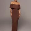 JLUXLABEL CHOCOLATE ESTELLE RUFFLED MAXI DRESS
