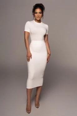 JLUXLABEL IVORY LEILAH MIDI SKIRT