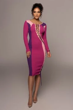 JLUXLABEL FUCHSIA VIRA LACE UP DRESS