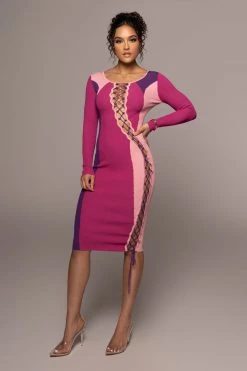 JLUXLABEL FUCHSIA VIRA LACE UP DRESS