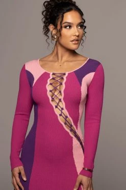 JLUXLABEL FUCHSIA VIRA LACE UP DRESS