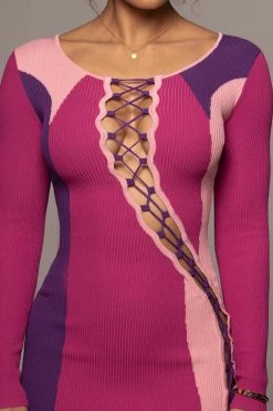 JLUXLABEL FUCHSIA VIRA LACE UP DRESS