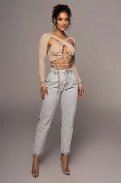 JLUXLABEL TAUPE BAD AT LOVE TOP