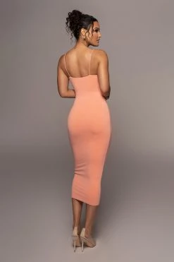 JLUXLABEL NEW ARRIVALS PEACH COLETTE MIDI DRESS