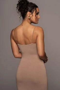 JLUXLABEL NEW ARRIVALS BEIGE COLETTE MIDI DRESS