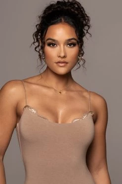 JLUXLABEL NEW ARRIVALS BEIGE COLETTE MIDI DRESS