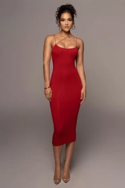 JLUXLABEL BACK IN JLUXBASIX RED RORY DIAGONAL STRAP DRESS