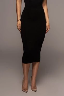 JLUXLABEL NOIR LEILAH MIDI SKIRT