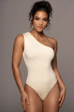 JLUXLABEL BUTTERCREAM SAMERA ONE SHOULDER BODYSUIT NEW ARRIVALS