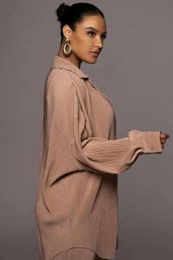 JLUXLABEL BEIGE DINA BUTTON DOWN TOP