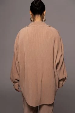 JLUXLABEL BEIGE DINA BUTTON DOWN TOP