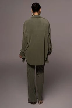 JLUXLABEL OLIVE DINA BUTTON DOWN TOP 24 JLUXLABEL OLIVE DINA BUTTON DOWN TOP