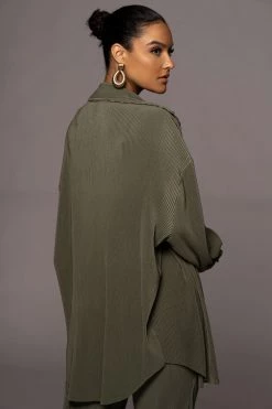 JLUXLABEL OLIVE DINA BUTTON DOWN TOP 22 JLUXLABEL OLIVE DINA BUTTON DOWN TOP