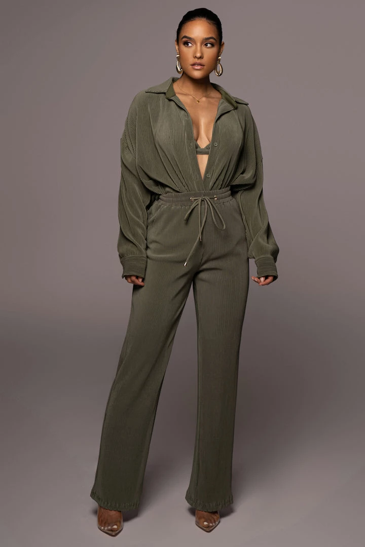 JLUXLABEL OLIVE DINA BUTTON DOWN TOP 4 JLUXLABEL OLIVE DINA BUTTON DOWN TOP