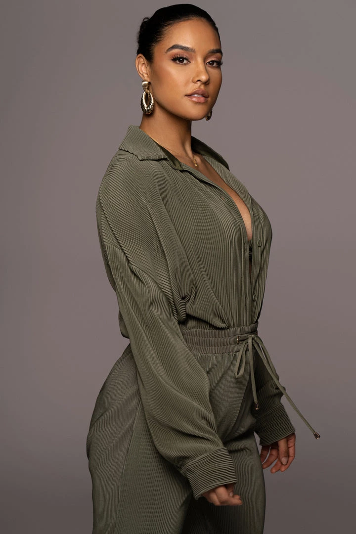 JLUXLABEL OLIVE DINA BUTTON DOWN TOP 8 JLUXLABEL OLIVE DINA BUTTON DOWN TOP