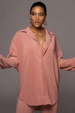 JLUXLABEL MAUVE DINA BUTTON DOWN TOP