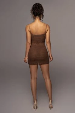 JLUXLABEL CHOCOLATE ARUBA CROCHET MINI DRESS NEW ARRIVALS
