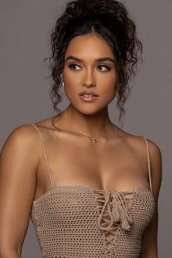 JLUXLABEL TAUPE ARUBA CROCHET MINI DRESS 16 JLUXLABEL TAUPE ARUBA CROCHET MINI DRESS