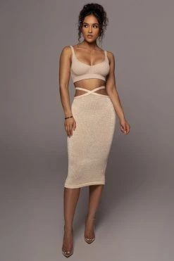 JLUXLABEL NEW ARRIVALS CREAM BEATRIX MIDI SKIRT