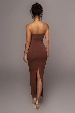 JLUXLABEL CHOCOLATE CELENA MAXI DRESS NEW ARRIVALS