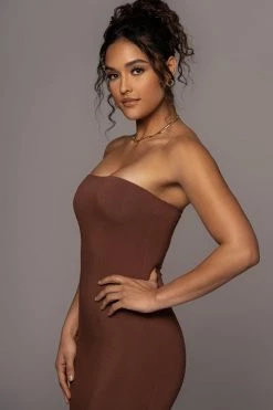 JLUXLABEL CHOCOLATE CELENA MAXI DRESS NEW ARRIVALS