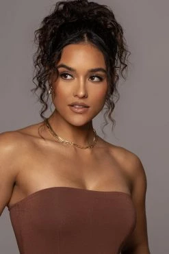 JLUXLABEL CHOCOLATE CELENA MAXI DRESS NEW ARRIVALS