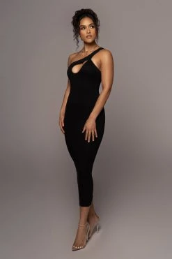 JLUXLABEL BLACK NARA ONE SHOULDER DRESS NEW ARRIVALS