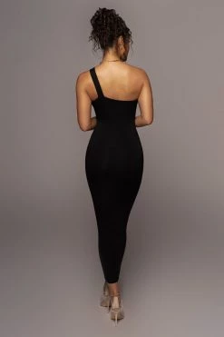JLUXLABEL BLACK NARA ONE SHOULDER DRESS NEW ARRIVALS