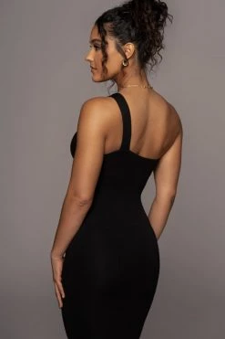 JLUXLABEL BLACK NARA ONE SHOULDER DRESS NEW ARRIVALS