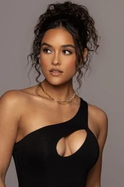 JLUXLABEL BLACK NARA ONE SHOULDER DRESS NEW ARRIVALS