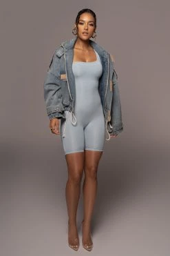 JLUXLABEL BODYBASIX SKY BLUE DOROTHY ONE SHOULDER ROMPER