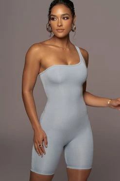 JLUXLABEL BODYBASIX SKY BLUE DOROTHY ONE SHOULDER ROMPER