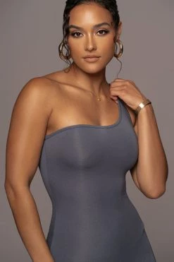 JLUXLABEL BODYBASIX MIDNIGHT BLUE DOROTHY ONE SHOULDER ROMPER