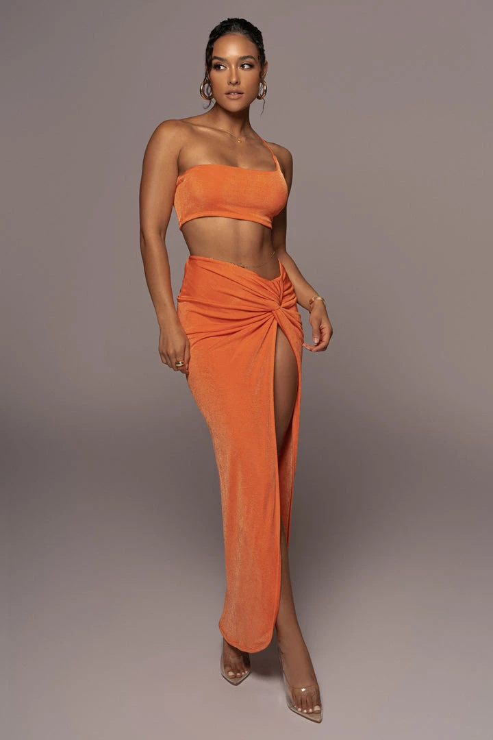 JLUXLABEL ORANGE HERE TO STAY SLINKY SKIRT SET 5 JLUXLABEL ORANGE HERE TO STAY SLINKY SKIRT SET