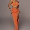 JLUXLABEL ORANGE HERE TO STAY SLINKY SKIRT SET