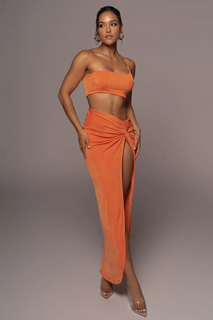 JLUXLABEL ORANGE HERE TO STAY SLINKY SKIRT SET 3 JLUXLABEL ORANGE HERE TO STAY SLINKY SKIRT SET