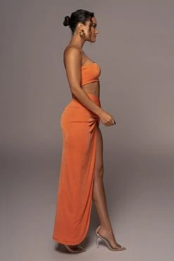JLUXLABEL ORANGE HERE TO STAY SLINKY SKIRT SET 14 JLUXLABEL ORANGE HERE TO STAY SLINKY SKIRT SET