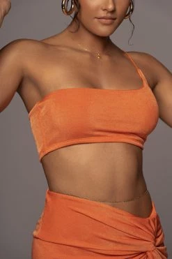 JLUXLABEL ORANGE HERE TO STAY SLINKY SKIRT SET