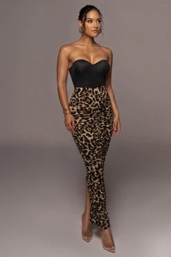 JLUXLABEL LEOPARD KARMEN RUCHED SKIRT