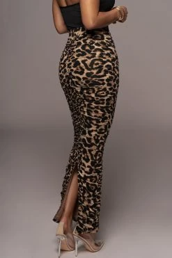 JLUXLABEL LEOPARD KARMEN RUCHED SKIRT