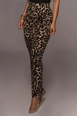 JLUXLABEL LEOPARD KARMEN RUCHED SKIRT