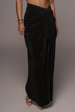 JLUXLABEL GETAWAY WEAR NOIR ATHENA DRAPED SKIRT