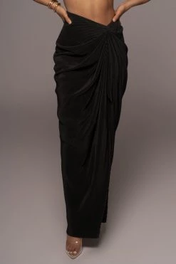 JLUXLABEL GETAWAY WEAR NOIR ATHENA DRAPED SKIRT