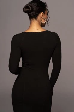 JLUXLABEL BLACK HIGH EXPECTATIONS MIDI DRESS