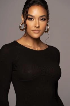 JLUXLABEL BLACK HIGH EXPECTATIONS MIDI DRESS