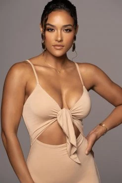 JLUXLABEL TAN SOULMATE CUT OUT DRESS NEW ARRIVALS