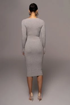 JLUXLABEL GREY HIGH EXPECTATIONS MIDI DRESS