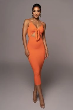 JLUXLABEL TANGERINE SOULMATE CUT OUT DRESS NEW ARRIVALS