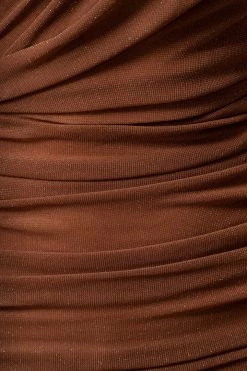 JLUXLABEL BROWN/SILVER CELESTIA MIDI DRESS